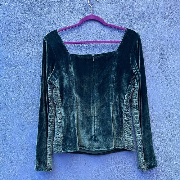 rebecca taylor dark teal velvet renaissance top - nwt - Picture 8 of 8